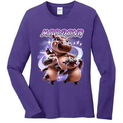 Moo Deng Ladies Long Sleeve Shirt