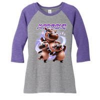 Moo Deng Women's Tri-Blend 3/4-Sleeve Raglan Shirt