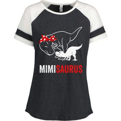 Mimisaurus Dinosaur Mimi Saurus Mother's Day Enza Ladies Jersey Colorblock Tee