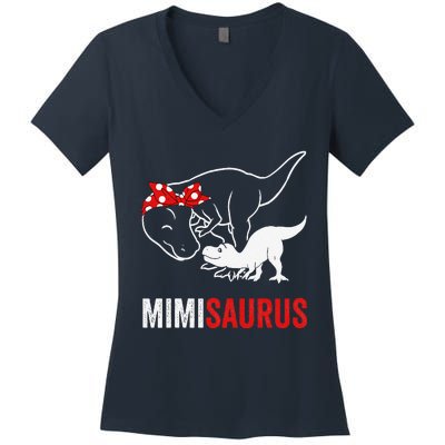 Mimisaurus Dinosaur Mimi Saurus Mother's Day Women's V-Neck T-Shirt