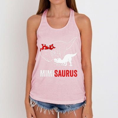 Mimisaurus Dinosaur Mimi Saurus Mother's Day Women's Knotted Racerback Tank