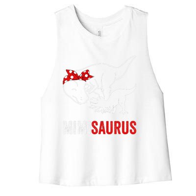 Mimisaurus Dinosaur Mimi Saurus Mother's Day Women's Racerback Cropped Tank