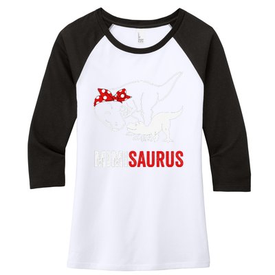 Mimisaurus Dinosaur Mimi Saurus Mother's Day Women's Tri-Blend 3/4-Sleeve Raglan Shirt