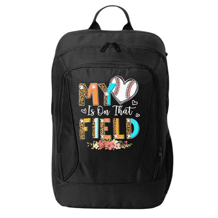 Mothers Day My Heart Is On That Field Leopard Baseball Mom City Backpack