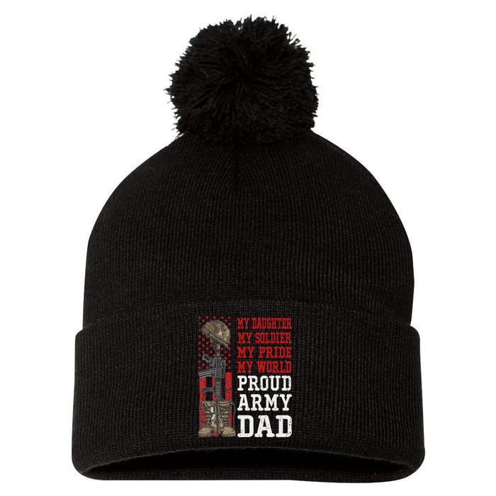 My Daughter My Soldier Hero Proud Army Dad Military Father Pom Pom 12in Knit Beanie