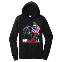 Merica Dinosaur Monster Truck 4th of July American Flag Boy Women's Pullover Hoodie