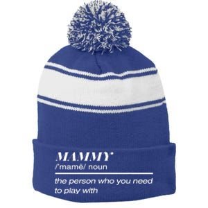 Mammy Definition Stripe Pom Pom Beanie