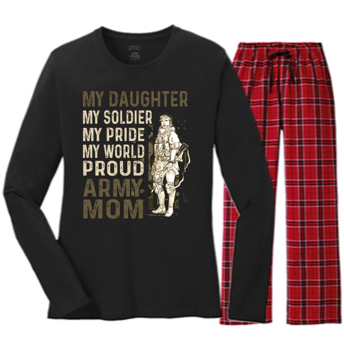 My Daughter My Soldier My Pride My World Army Mother Mom Women's Long Sleeve Flannel Pajama Set 