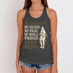 My Daughter My Soldier My Pride My World Army Mother Mom Women's Knotted Racerback Tank