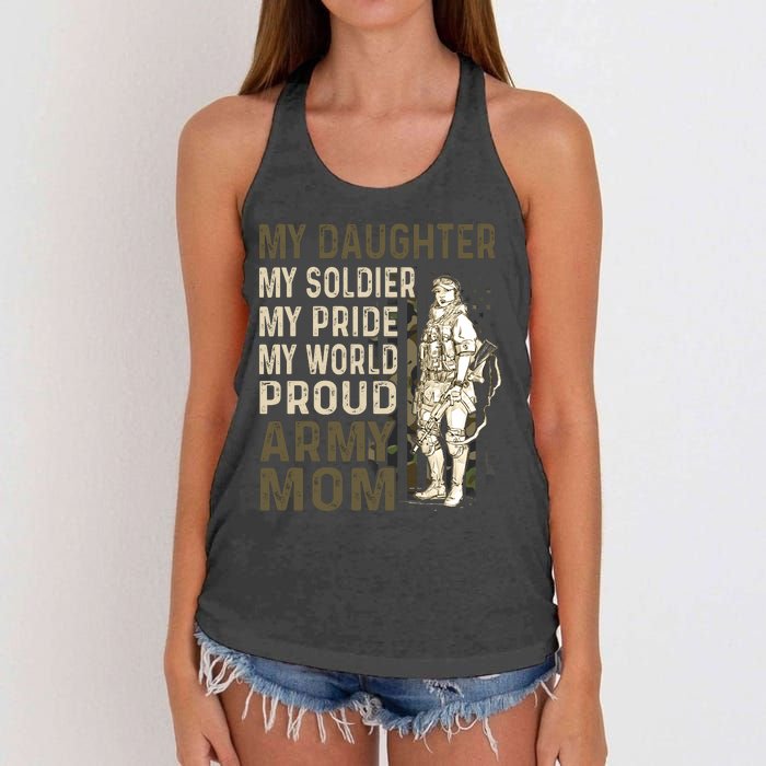 My Daughter My Soldier My Pride My World Army Mother Mom Women's Knotted Racerback Tank