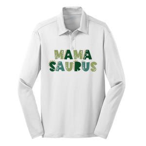 Mamasaurus Dadasaurus Matching Family Dinosaur Birthday Silk Touch Performance Long Sleeve Polo