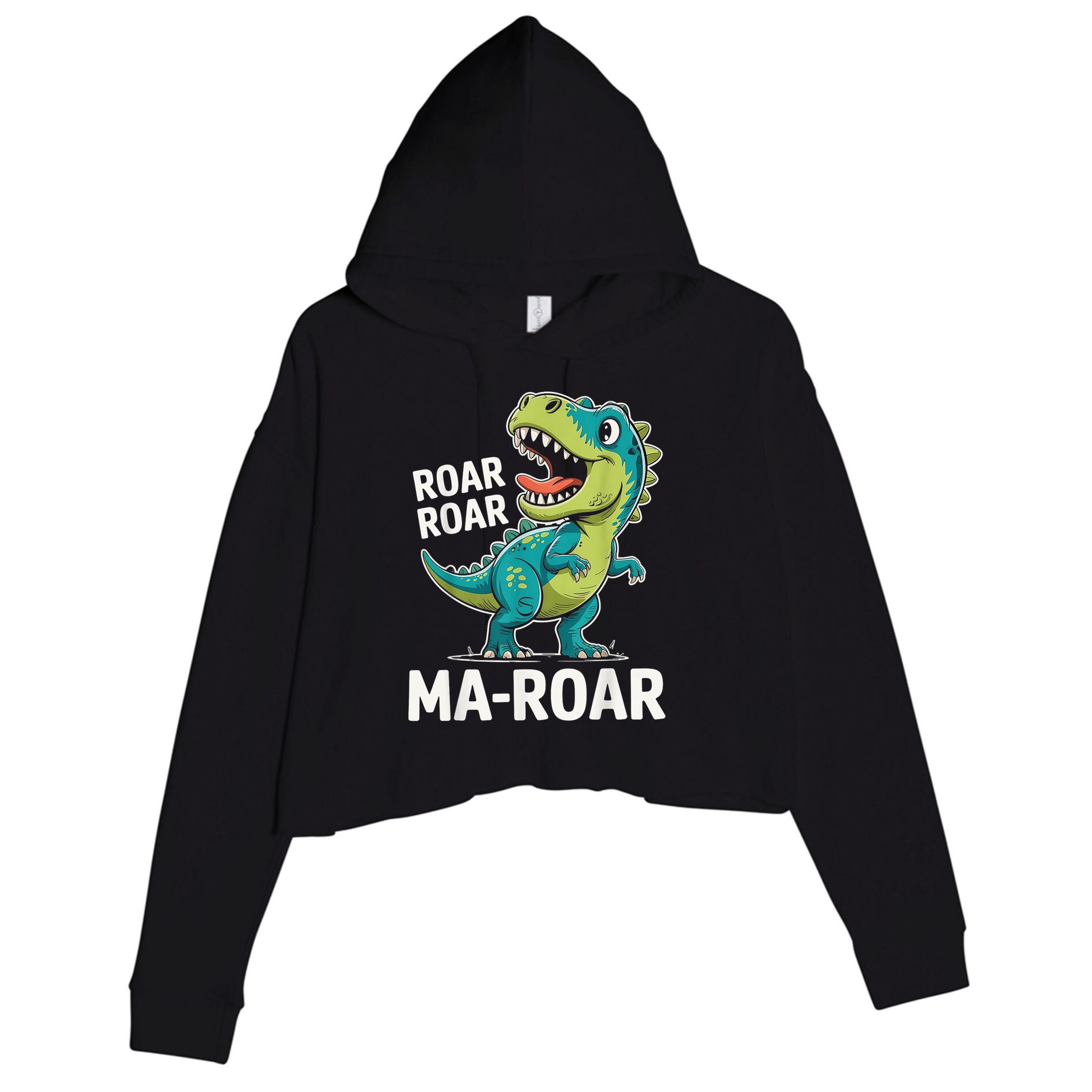 Ma-Roar Dinosaur Mom Quote Family Crop Fleece Hoodie
