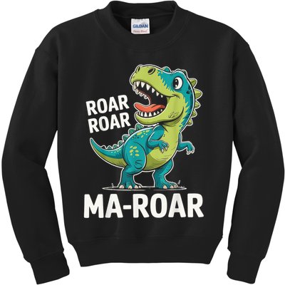 Ma-Roar Dinosaur Mom Quote Family Kids Sweatshirt