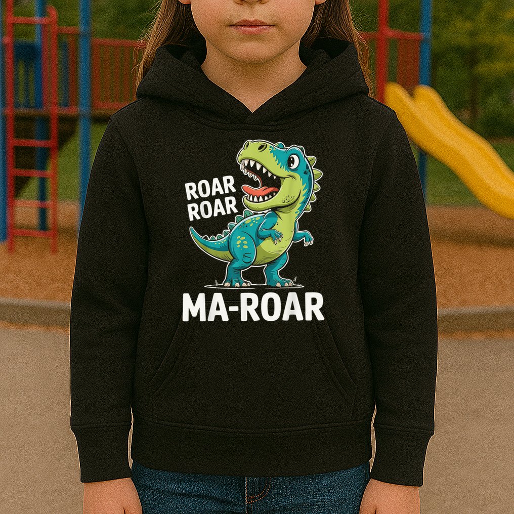 Ma-Roar Dinosaur Mom Quote Family Kids Hoodie