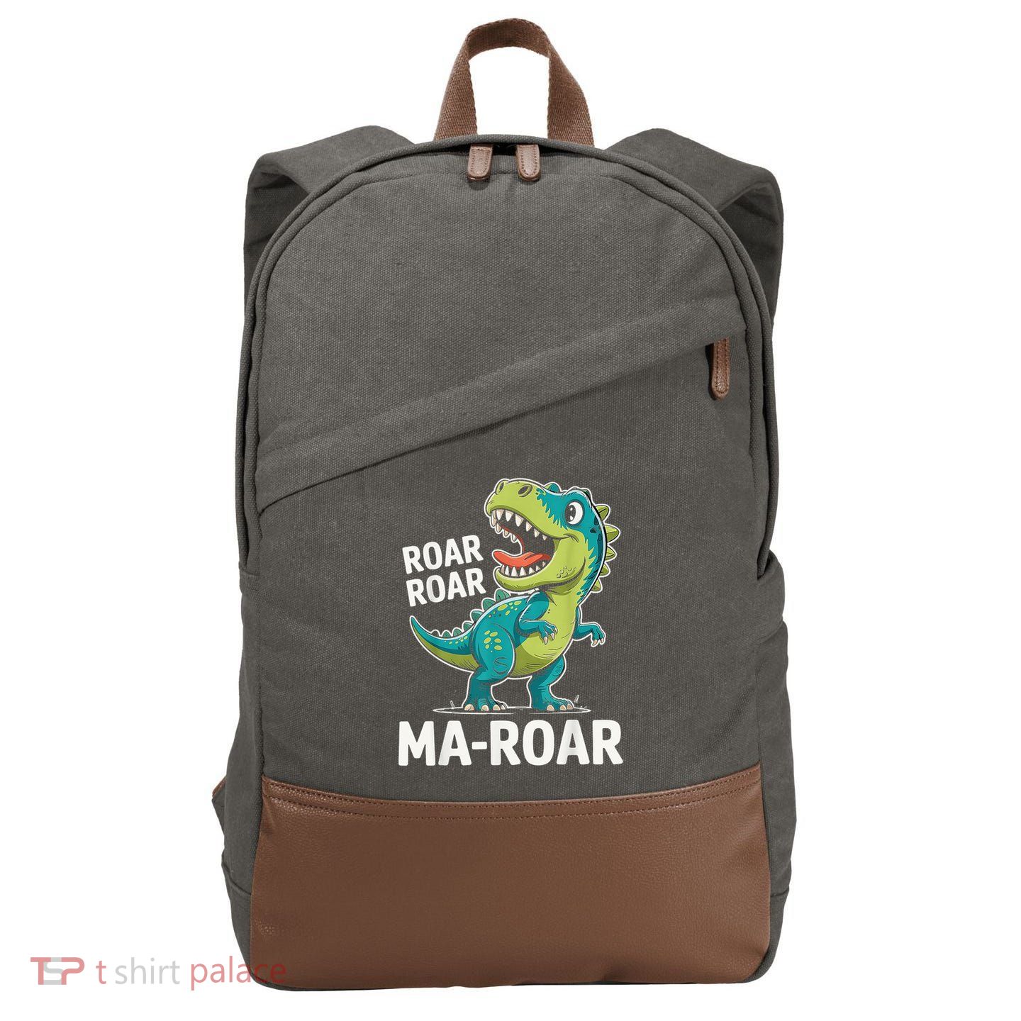 Ma-Roar Dinosaur Mom Quote Family Cotton Canvas Backpack