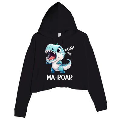 Ma-Roar Dinosaur Mom Quote Crop Fleece Hoodie