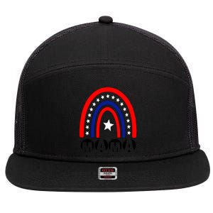 Mothers Days Mama Rainbow America 4th Of July Mother Day Gift 7 Panel Mesh Trucker Snapback Hat