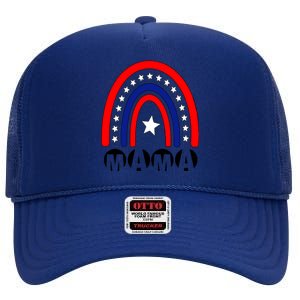 Mothers Days Mama Rainbow America 4th Of July Mother Day Gift High Crown Mesh Back Trucker Hat