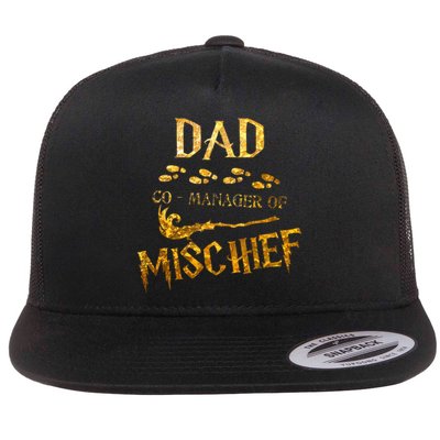 Magical Dad Manager Of Mischief Birthday Family Matching Flat Bill Trucker Hat