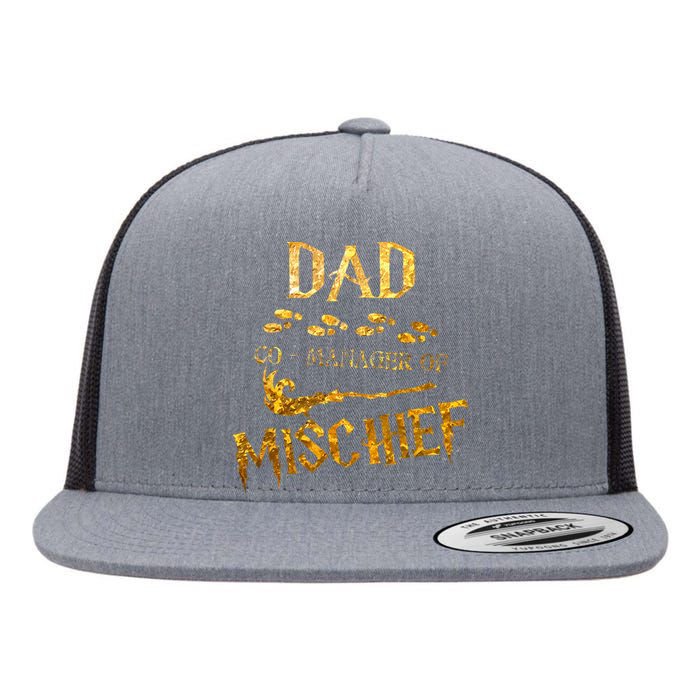 Magical Dad Manager Of Mischief Birthday Family Matching Flat Bill Trucker Hat