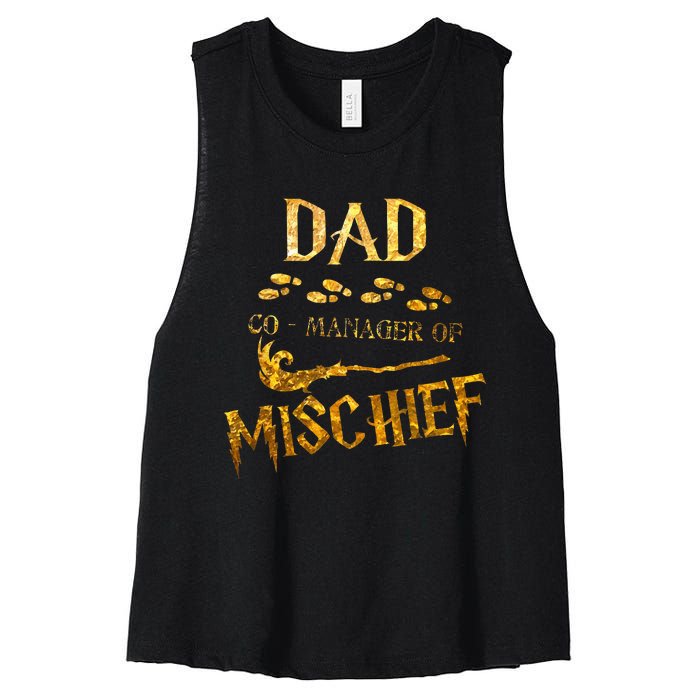 Magical Dad Manager Of Mischief Birthday Family Matching Women's Racerback Cropped Tank