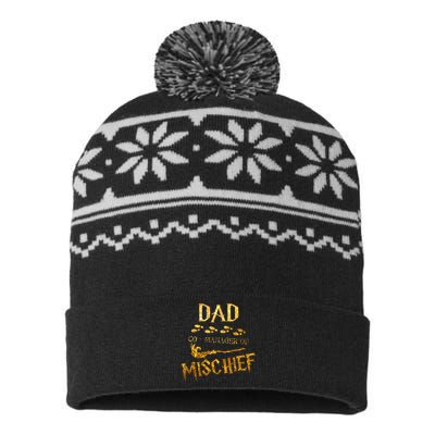 Magical Dad Manager Of Mischief Birthday Family Matching USA-Made Snowflake Beanie