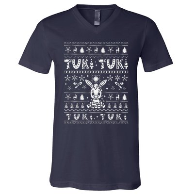 Mi Donkey Mexican Tuki Tuki Donkey Latino Xmas Feliz Navidad V-Neck T-Shirt