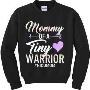 Mothers Day Mommy Of A Tiny Warrior NICU Mom Baby Floral Kids Sweatshirt