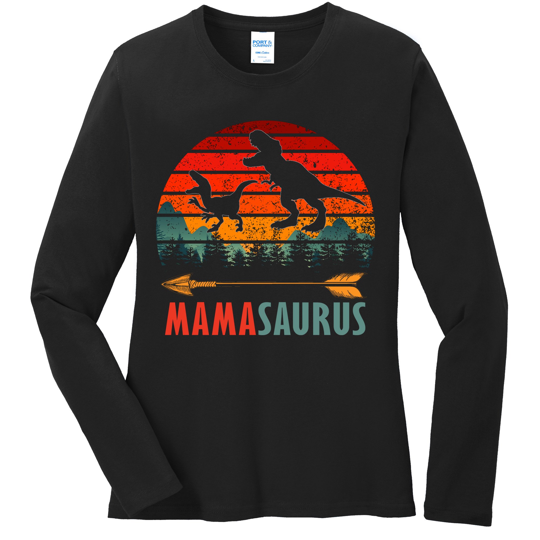 Mama Dinosaur Ladies Long Sleeve Shirt
