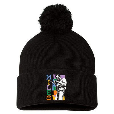 M.I.L.E.S Davis Miles Colorblock Pom Pom 12in Knit Beanie
