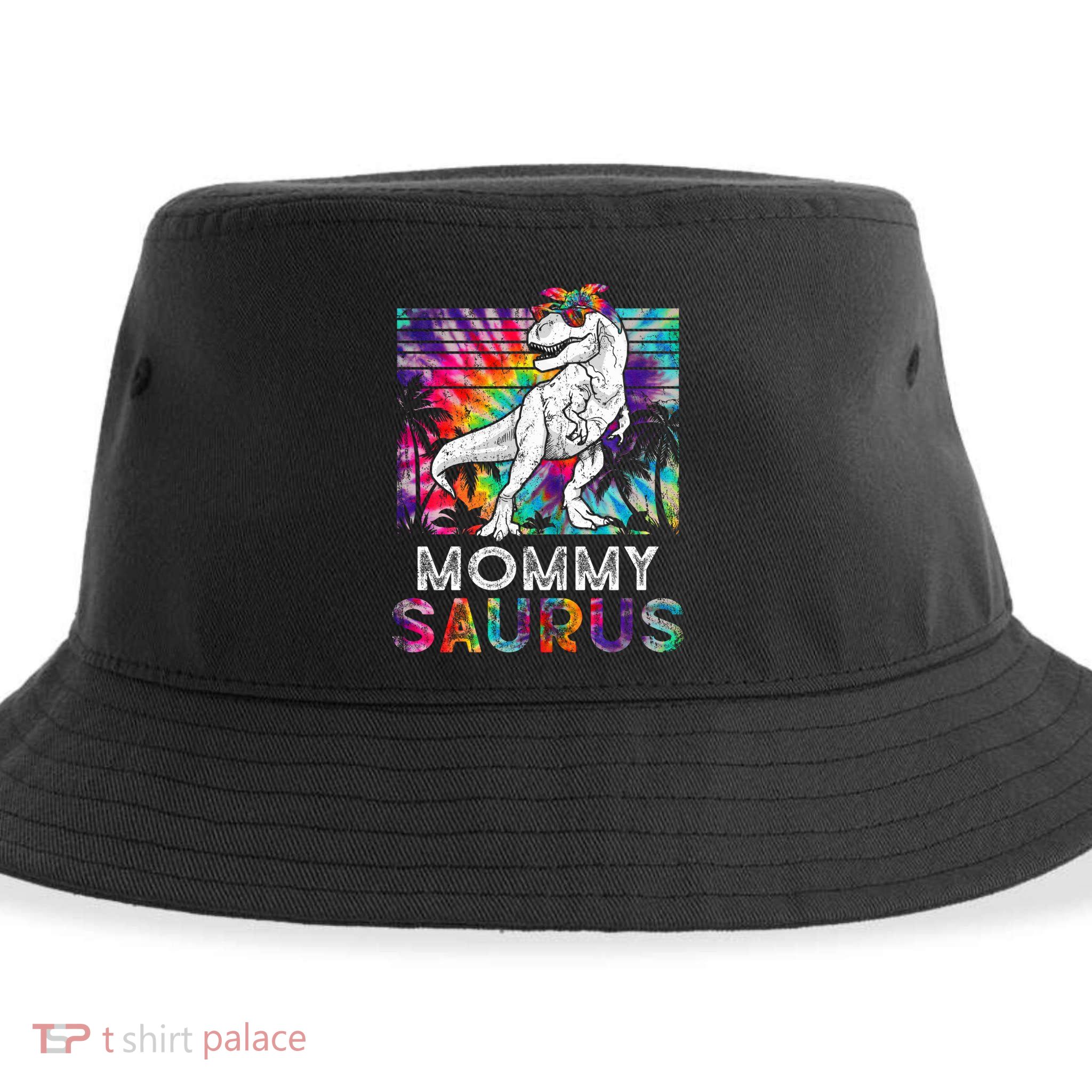 Mommysaurus Dinosaur Mommy Saurus Family Matching Tie Dye Gift Sustainable Bucket Hat