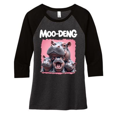 Moo Deng Women's Tri-Blend 3/4-Sleeve Raglan Shirt