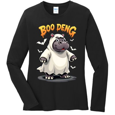 Moo Deng Ladies Long Sleeve Shirt