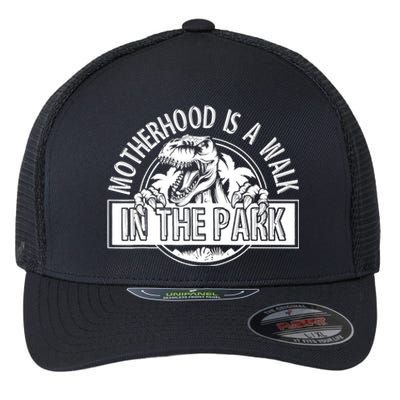 Mommy Dinosaur Motherhood Is A Walk In The Park Mother's Day Flexfit Unipanel Trucker Cap