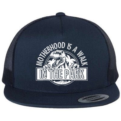 Mommy Dinosaur Motherhood Is A Walk In The Park Mother's Day Flat Bill Trucker Hat