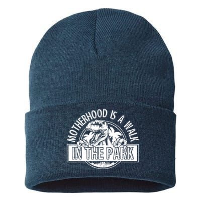 Mommy Dinosaur Motherhood Is A Walk In The Park Mother's Day Sustainable Knit Beanie