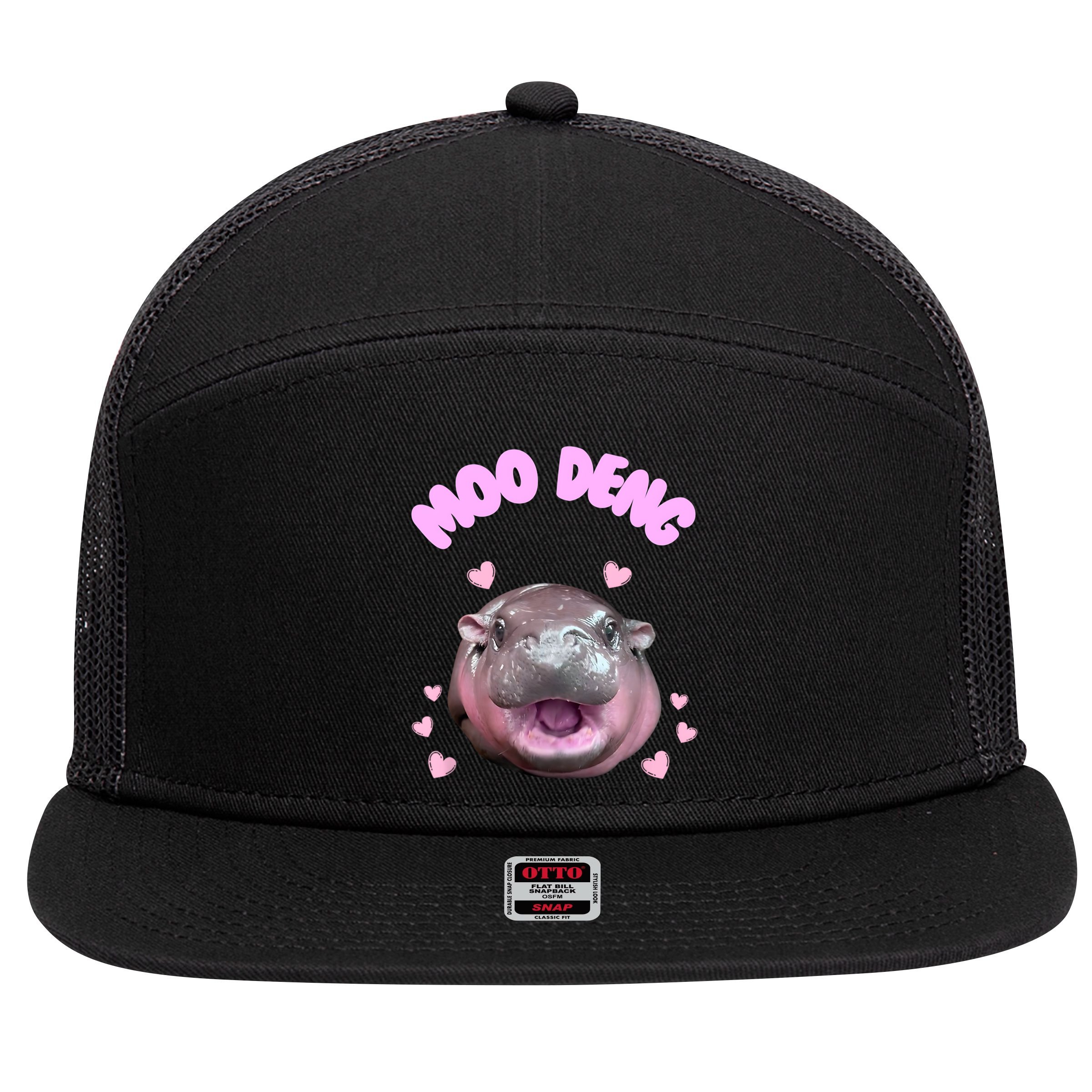 Moo Deng 7 Panel Mesh Trucker Snapback Hat