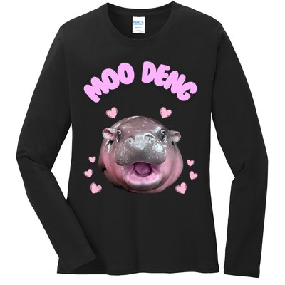 Moo Deng Ladies Long Sleeve Shirt