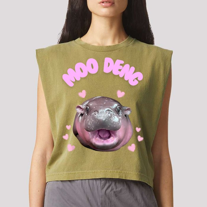 Moo Deng Garment-Dyed Women's Muscle Tee