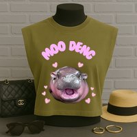 Moo Deng Garment-Dyed Women's Muscle Tee