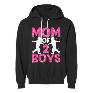 Mothers Day Mom of 2Boys from Son Garment-Dyed Fleece Hoodie