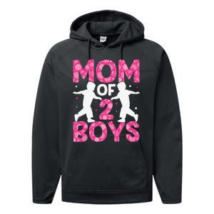 Mothers Day Mom of 2Boys from Son Performance Fleece Hoodie