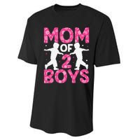 Mothers Day Mom of 2Boys from Son Performance Sprint T-Shirt