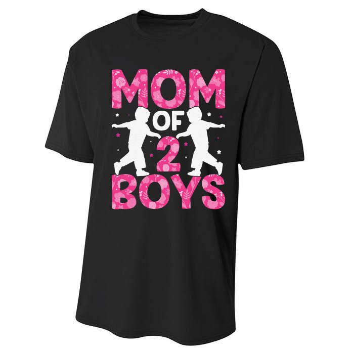 Mothers Day Mom of 2Boys from Son Performance Sprint T-Shirt