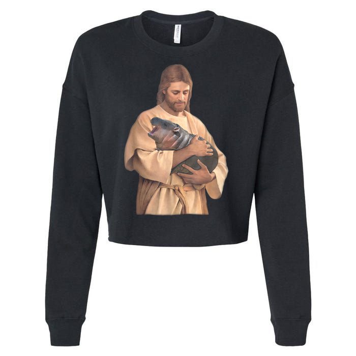Moo Deng Cropped Pullover Crew