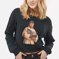 Moo Deng Cropped Pullover Crew