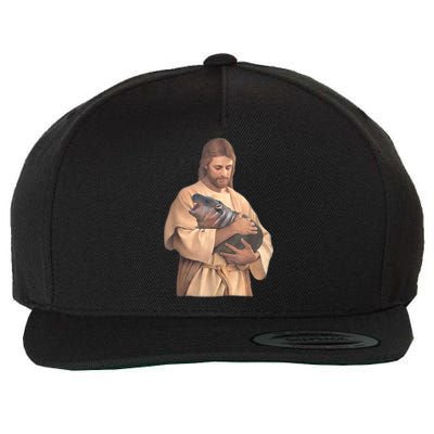 Moo Deng Wool Snapback Cap