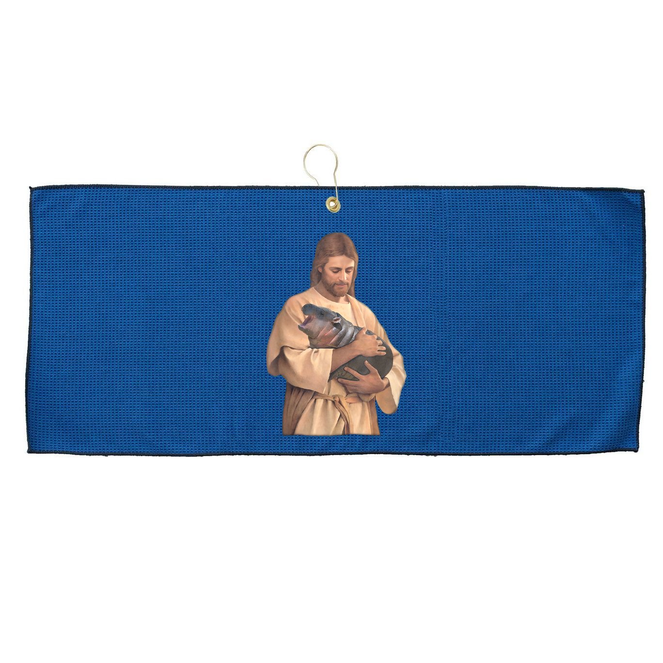 Moo Deng Large Microfiber Waffle Golf Towel