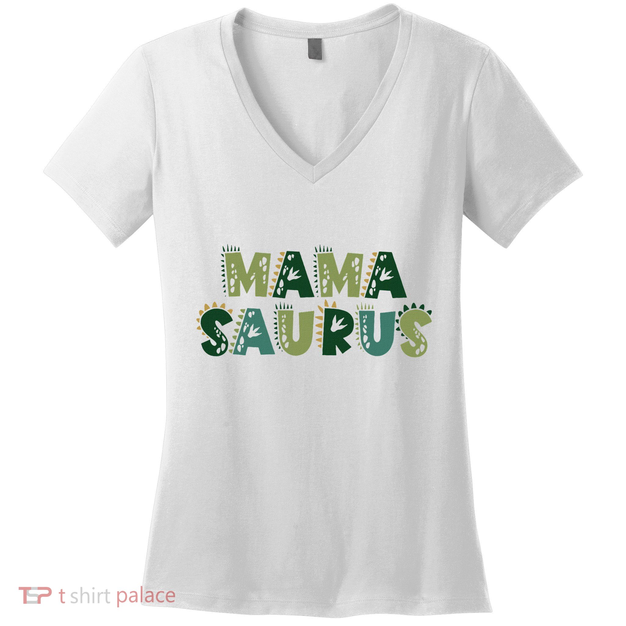 Mamasaurus Dadasaurus Matching Family Dinosaur Birthday Women's V-Neck T-Shirt