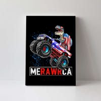 Merica Dinosaur Monster Truck 4th of July American Flag Canvas